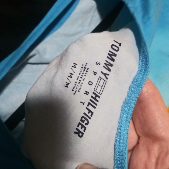 TOMMY HILFIGER SPORT Womens Blue and Yellow Color Fade ombre Crop Top Medium. - Picture 5 of 7